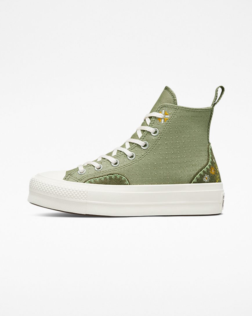 Pantofi Platforma Dama Converse Chuck Taylor All Star Lift Autumn Embroidery Inalti Albastru Deschis | RO 0EXAR924